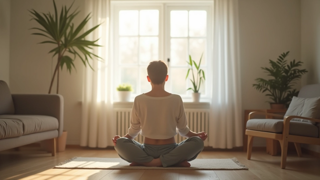 Persoon die mediteert in een minimalistisch interieur