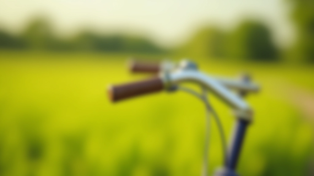 Houten fietsstuur van klassieke Nederlandse fiets met groene velden op achtergrond